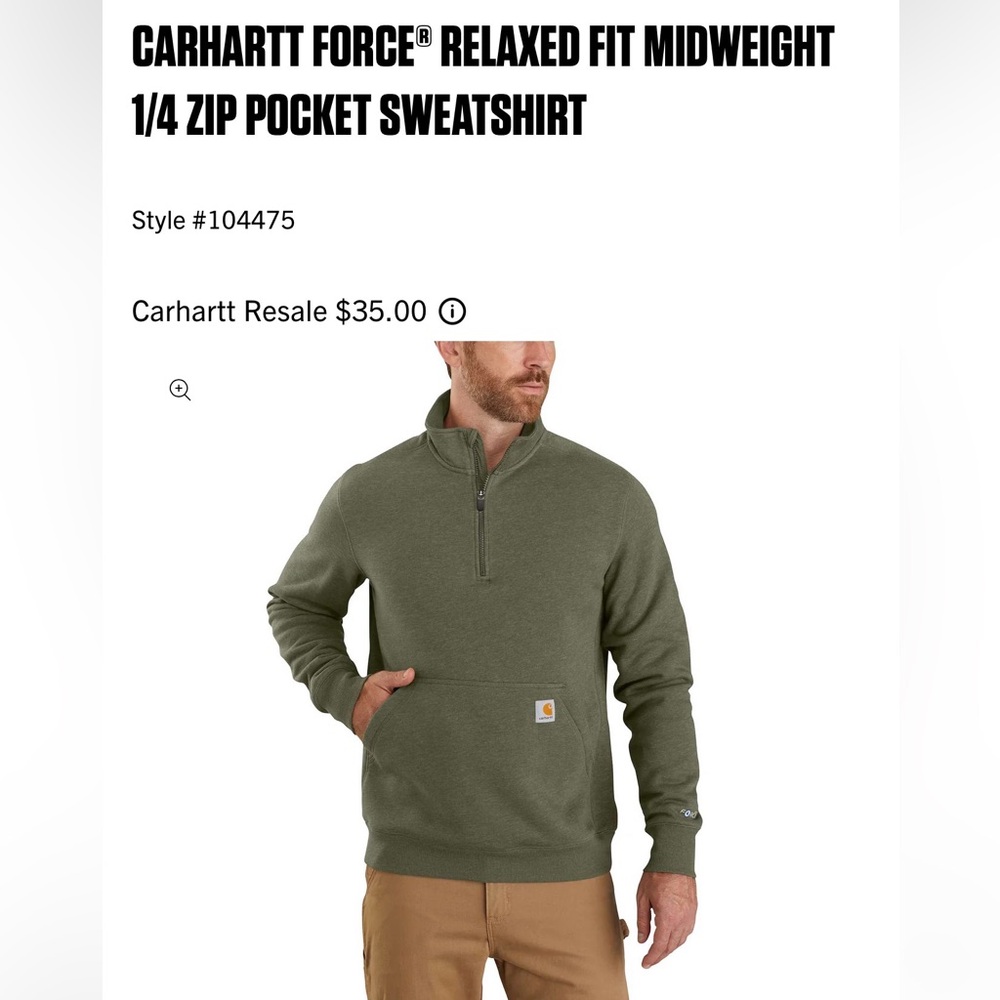 Carhartt Olive 1/4 Zip Pullover